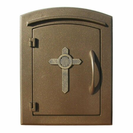 BOOK PUBLISHING CO 14 in. Manchester Non-Locking Column Mount Mailbox with Decorative Cross Logo in Bronze GR3183870